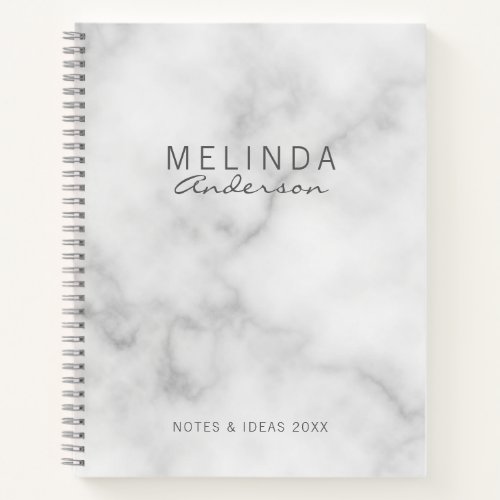 Professional Modern White Marble Notebook