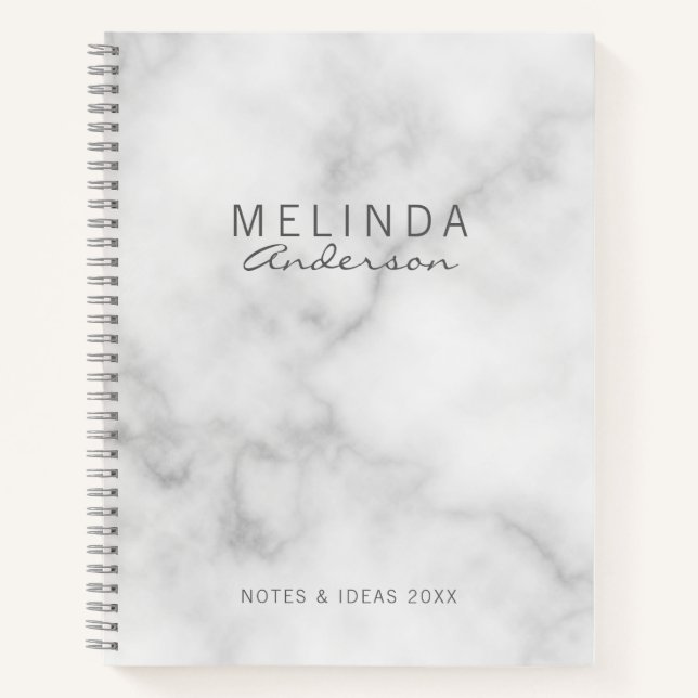 Professional Modern White Marble Notebook (Front)