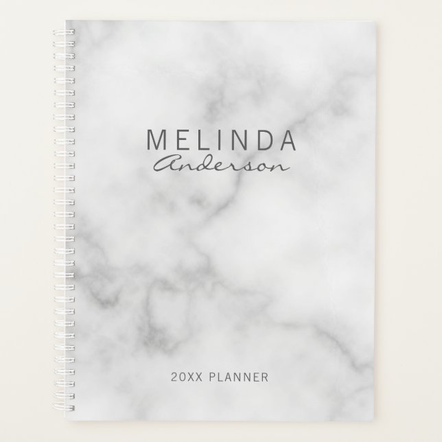 Professional Modern White Marble Planner (Front)