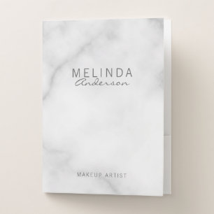 Professional Modern White Marble Pocket Folder