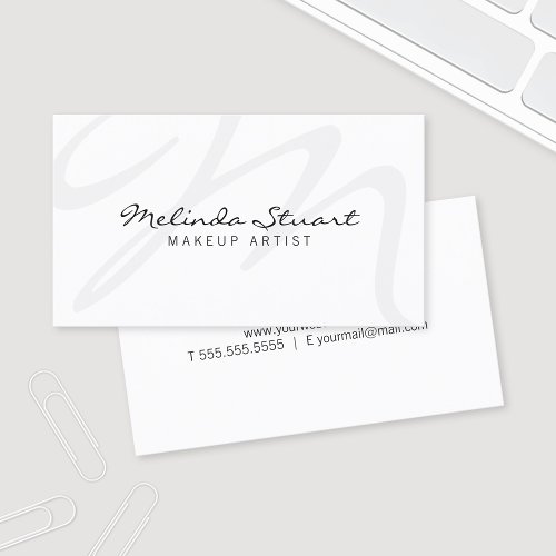 Professional Modern White Monogram Business Card