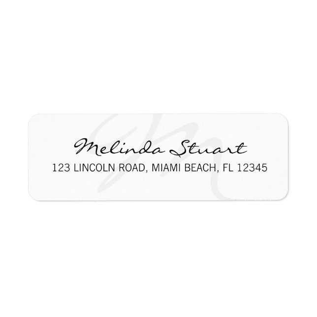 Professional Modern White Monogram Label (Front)
