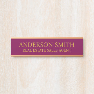 Professional Modern wine Gold Office Name Title Door Sign