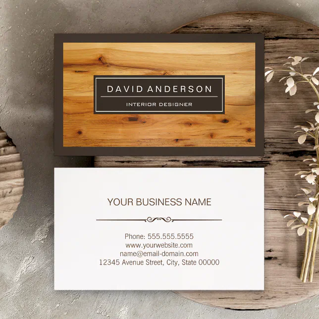 Professional Modern Wood Grain Look Business Card | Zazzle