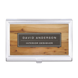 Professional Modern Wood Grain Look Business Card Holder