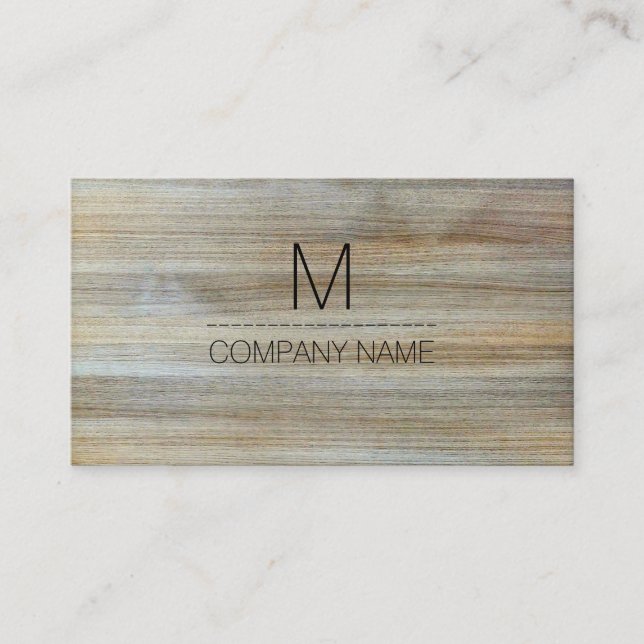Professional Modern Wood Grain Monogram #2 Business Card (Front)