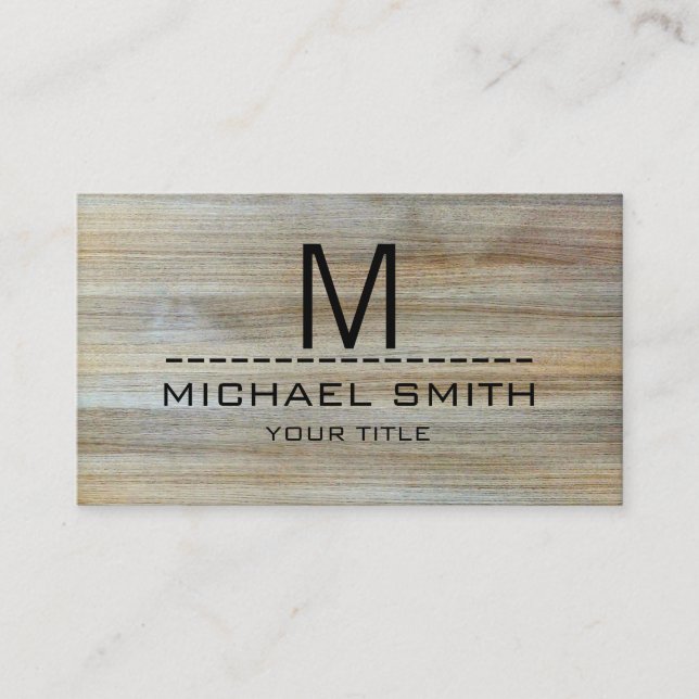 Professional Modern Wood Grain Monogram #4 Business Card (Front)