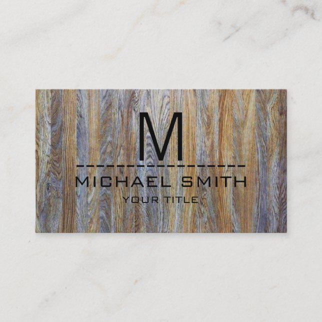 Professional Modern Wood Grain Monogram #7 Business Card (Front)