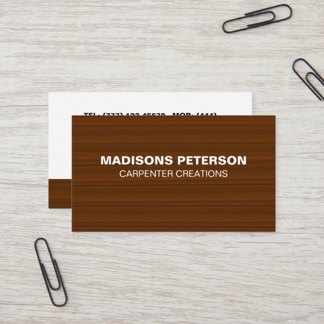 professional Modern Wooden Carpentry Construction  Business Card (Front/Back In Situ)