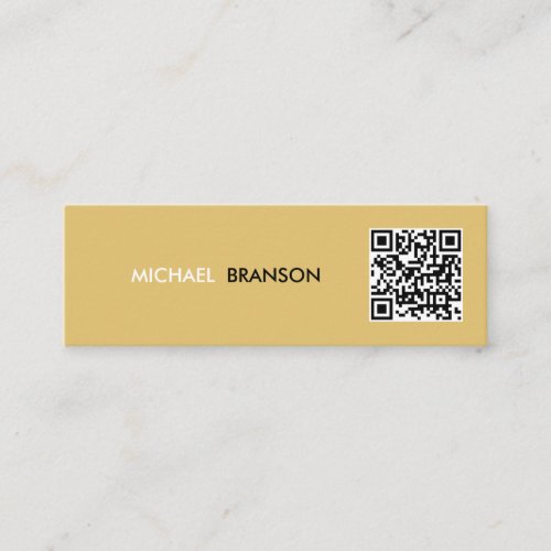 Professional Modern Yellow Black Minimal QR CODE   Mini Business Card