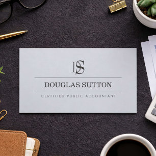 Professional Monogram Accountant CPA Slate Gray Business Card