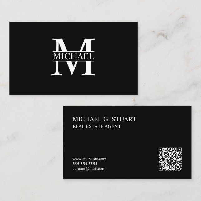 Professional Monogram and Name Business Card (Front/Back)