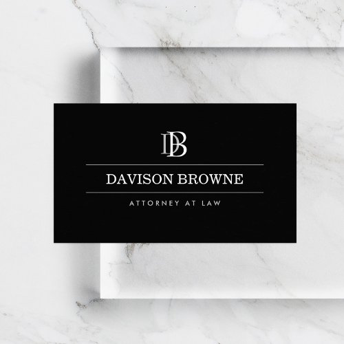 Professional Monogram Attorney Lawyer Black Business Card