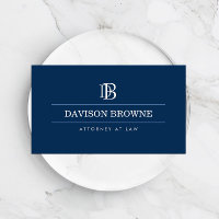 Professional Monogram Attorney, Lawyer Blue Business Card
