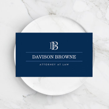 Professional Monogram Attorney  Lawyer Blue Business Card by 1201am at Zazzle