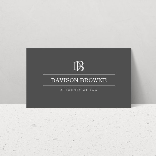 Professional Monogram Attorney Lawyer Gray Business Card