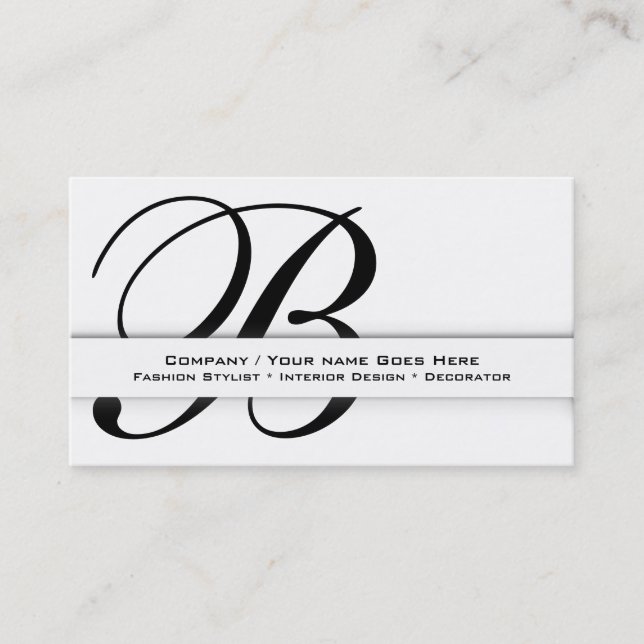 Professional monogram "B" business CUSTOM Business Card (Front)
