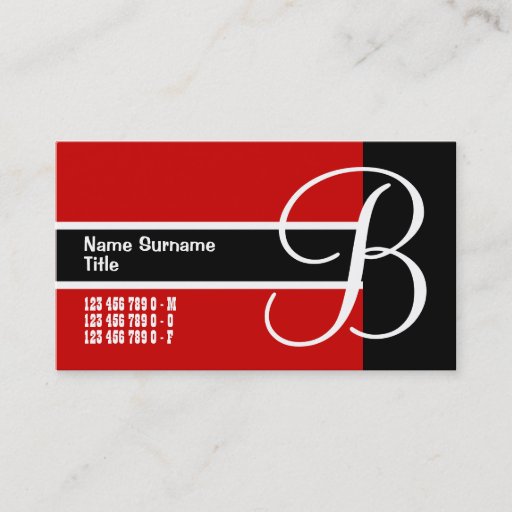 Customizable Professional monogram "B" modern CUSTOM Business Card Template
