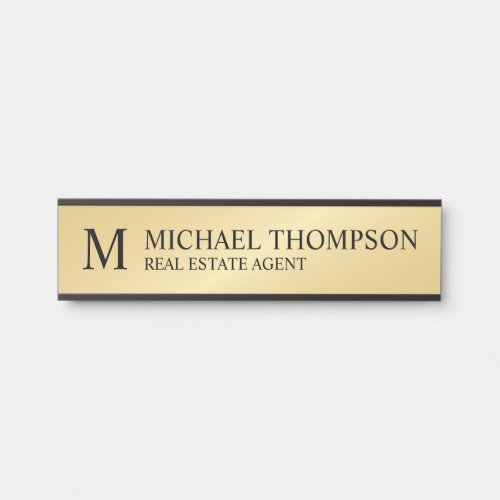 Professional Monogram Black and Gold Door Sign