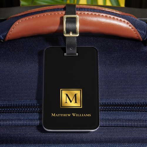 Professional Monogram Black And Gold Personalized Luggage Tag