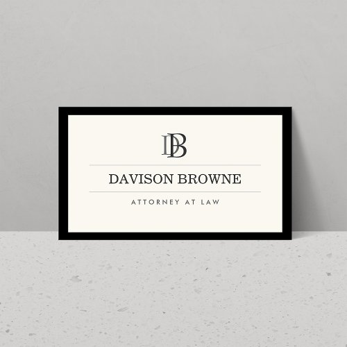 Professional Monogram Black and Ivory Business Card