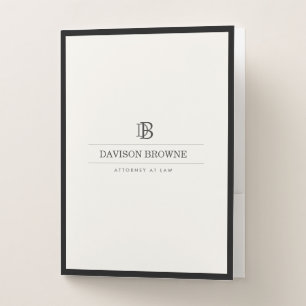 Professional Monogram Black and Ivory Pocket Folder