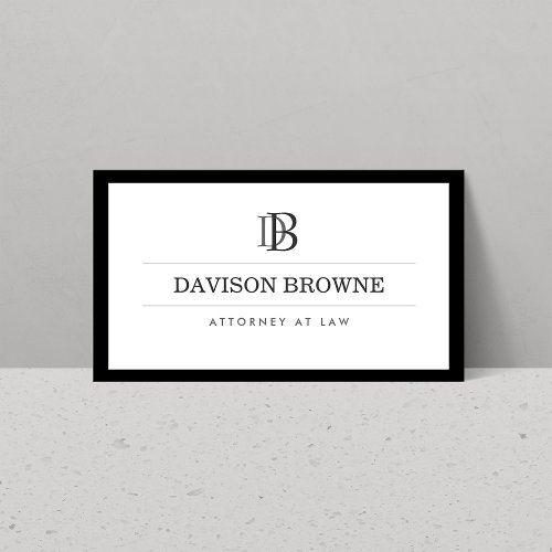 Professional Monogram Black and White Business Card