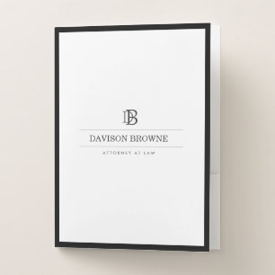 Professional Monogram Black and White Pocket Folder