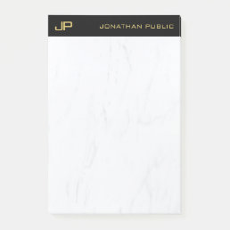 Professional Monogram Black Gold Marble Elegant Post-it Notes