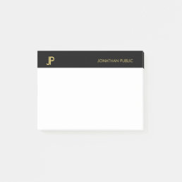 Professional Monogram Black Gold White Modern Post-it Notes