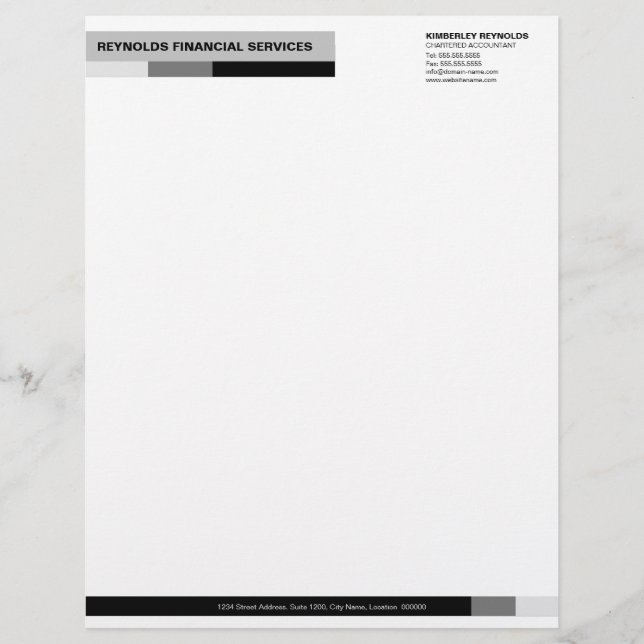 Professional Monogram Black Gray Business Letterhe Letterhead (Front)