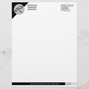 Professional Monogram Black Gray Business Letterhead