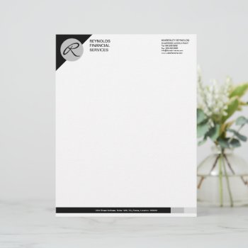 Professional Monogram Black Gray Business Letterhead by SocialiteDesigns at Zazzle