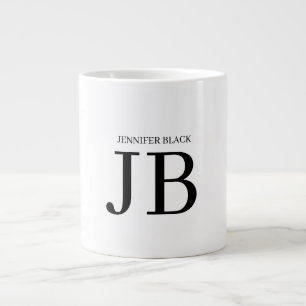 Professional Monogram Black White Giant Coffee Mug