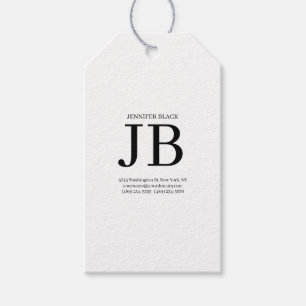 Professional Monogram Black White Gift Tags