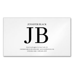 Professional Monogram Black White Luxury Thick Business Card Magnet
