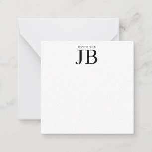 Professional Monogram Black White Note Card