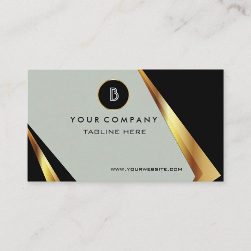 Professional Monogram Bold Black and Gold Business Card