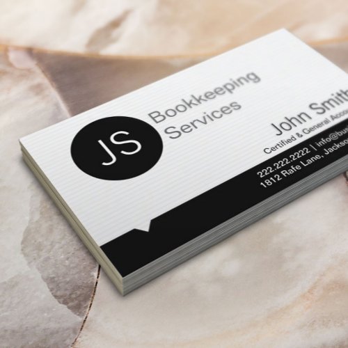 Professional Monogram Bookkeeping Accounting Business Card