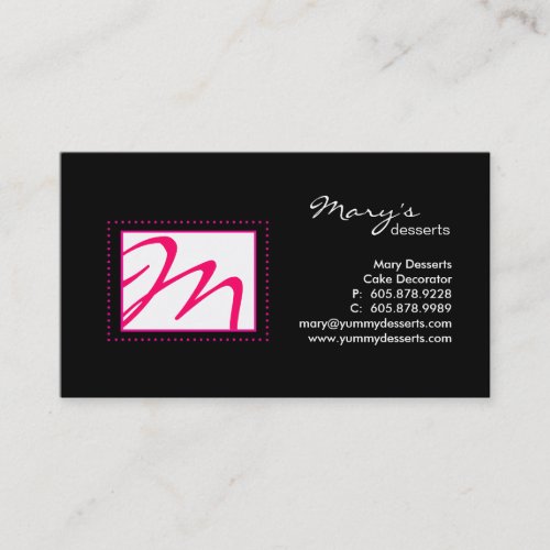 Professional Monogram Business Card Black Pink