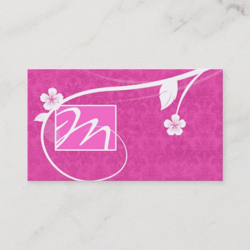 Customizable Professional Monogram Business Card Floral Pink