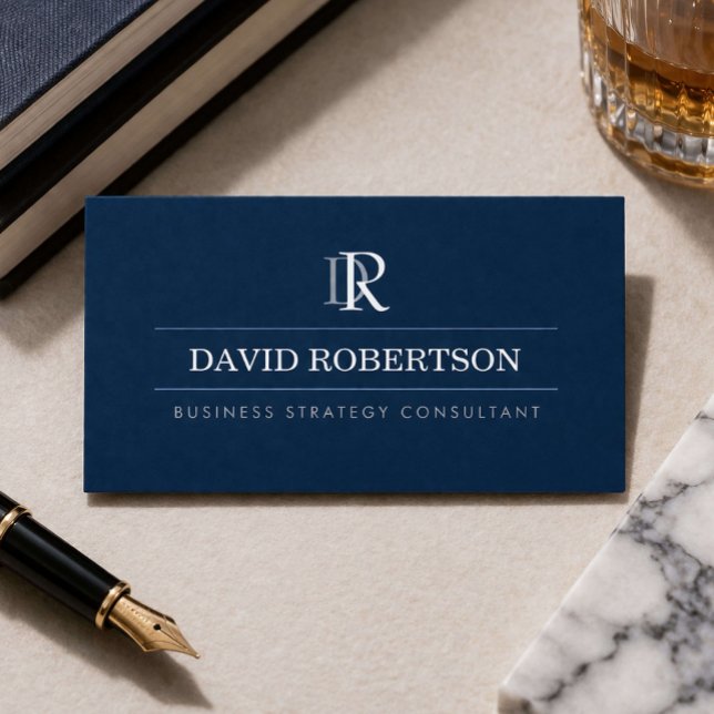 Professional Monogram Business Consultant Navy  Card (Creator Uploaded)