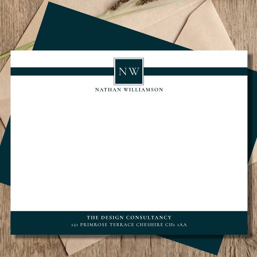 Professional Monogram Business Flat Note Card