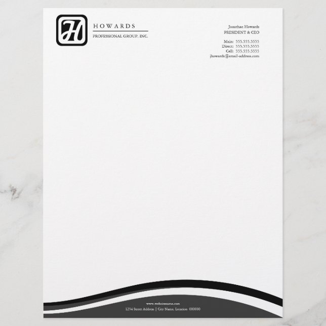 Professional Monogram Business Letterhead (Front)