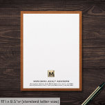 Professional Monogram Business Letterhead<br><div class="desc">Send your correspondence in style with our Professional Monogram Business Letterhead featuring a striking square monogram medallion at the top and company name and contact information displayed in classic typography. Personalize with your information to create a custom professional letterhead that's sure to impress.</div>