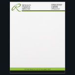 Professional Monogram Business Letterhead<br><div class="desc">© Socialite Designs. Professional business letterhead design incorporates a two-color header and footer,  and a dark green header monogram. The green and black line in the header is movable and can be re-sized. Our design matches the Professional Monogram business cards.</div>