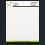 Professional Monogram Business Letterhead<br><div class="desc">© Socialite Designs. Professional business letterhead design incorporates a two-color header and footer,  and a dark green header monogram. The green and black line in the header is movable and can be re-sized. Our design matches the Professional Monogram business cards.</div>
