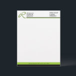 Professional Monogram Business Letterhead<br><div class="desc">© Socialite Designs. Professional business letterhead design incorporates a two-color header and footer,  and a dark green header monogram. The green and black line in the header is movable and can be re-sized. Our design matches the Professional Monogram business cards.</div>