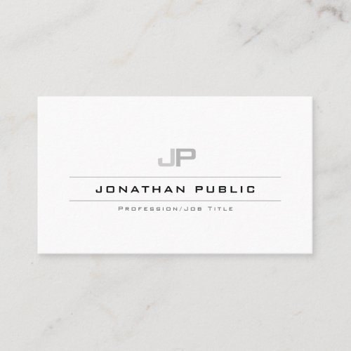 Professional Monogram Clean Plain Elegant Modern Business Card