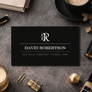 Professional Monogram Consultant Black Business Card